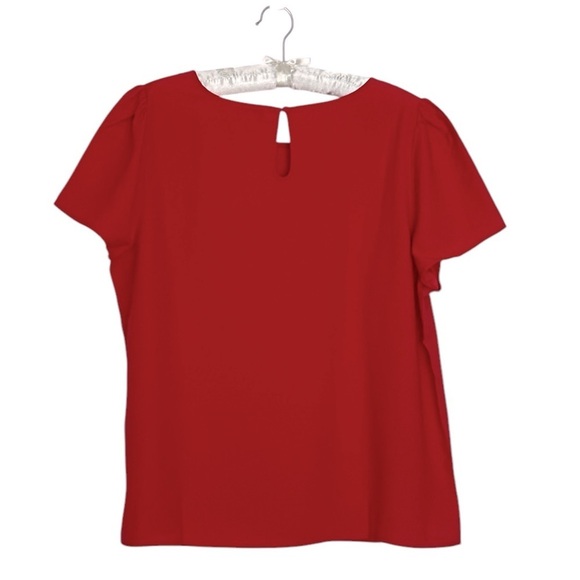NEW J. CREW FACTORY Short-sleeve crepe top puff sleeves in Red Size Large - Picture 3 of 9